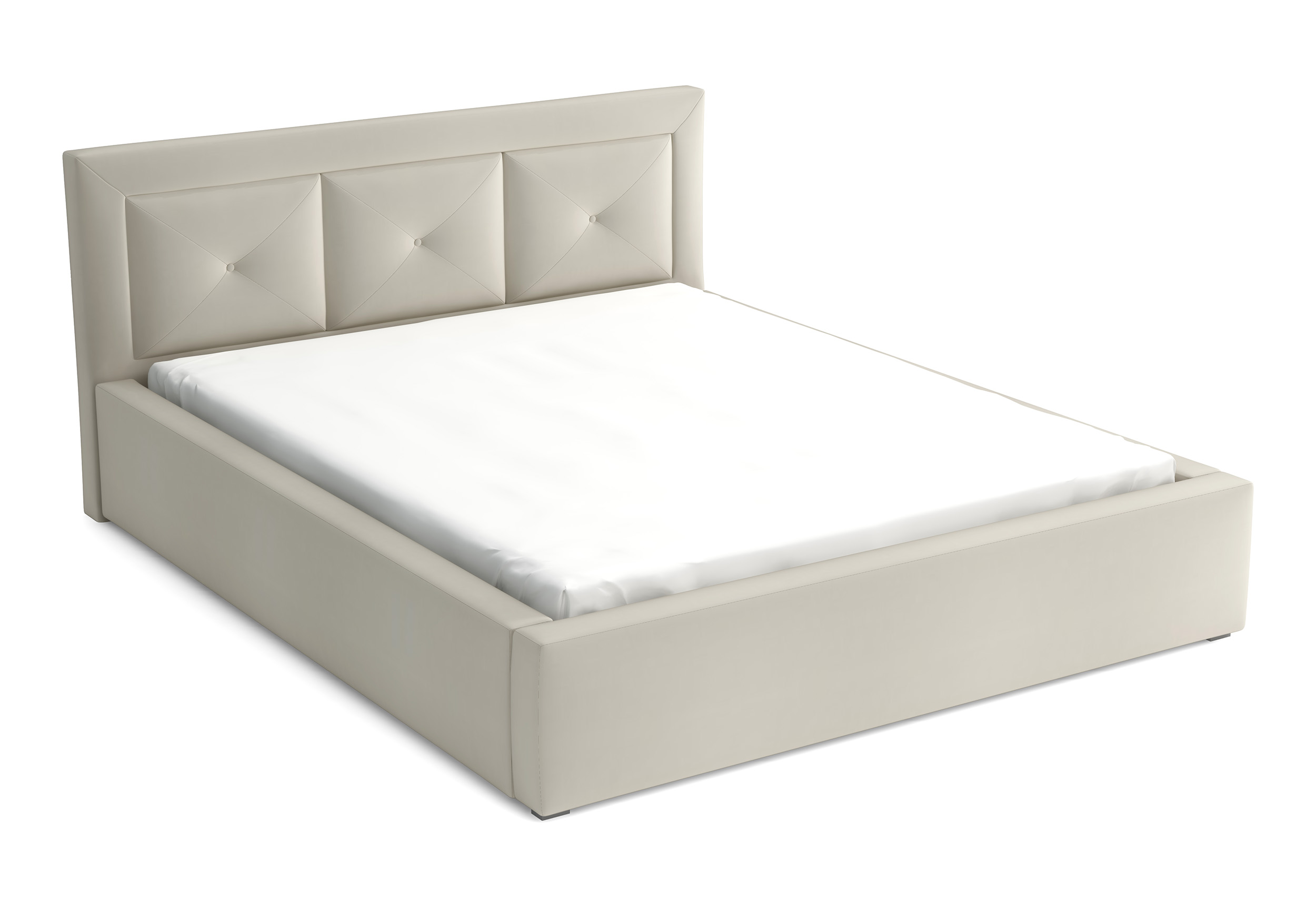 Łóżko tapicerowane 180x200 cm Ligmano z pojemnikiem szarobeżowe velvet hydrofobowe - zdjęcie 1