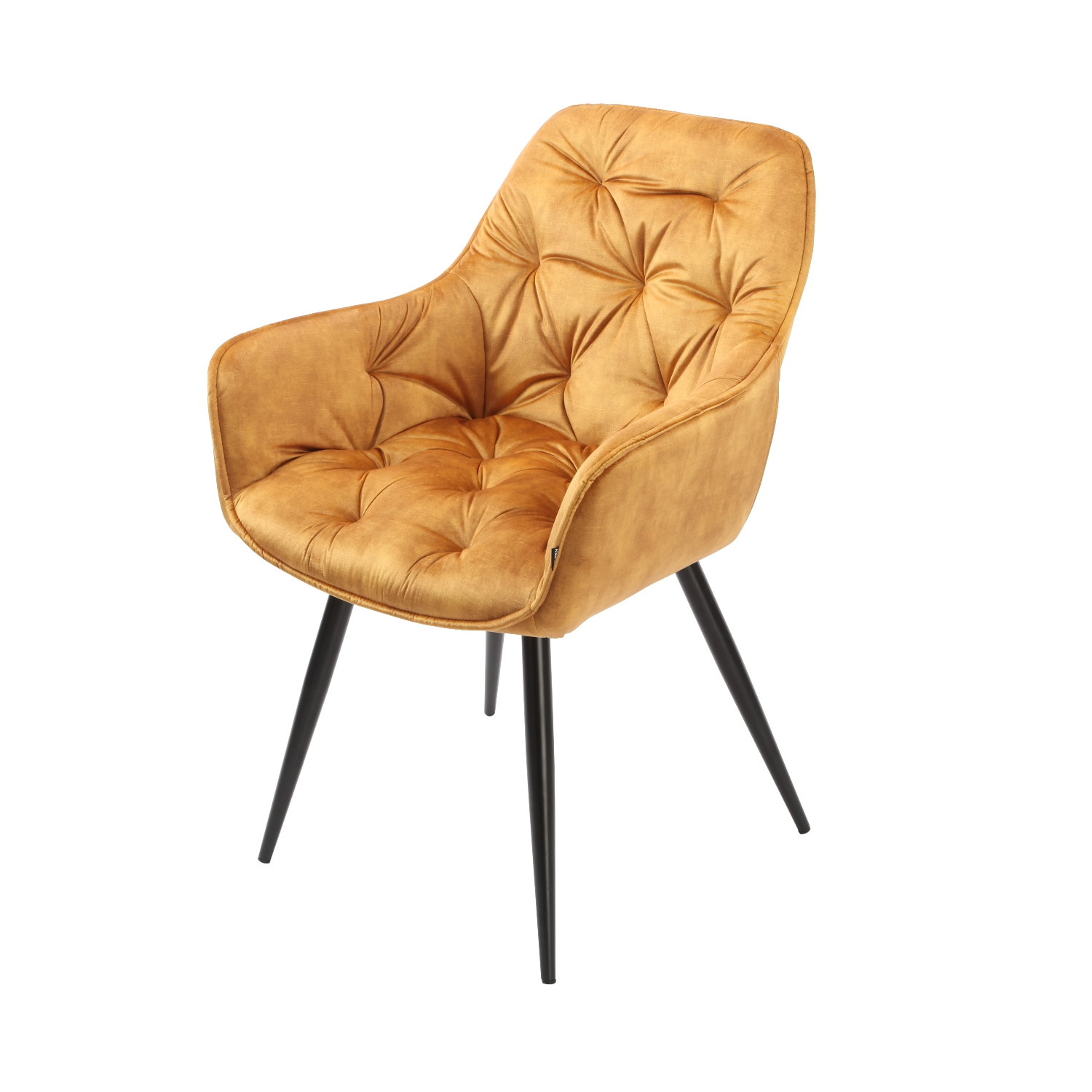 Krzesło tapicerowane Paraguay pikowane żółte - zdjęcie 1