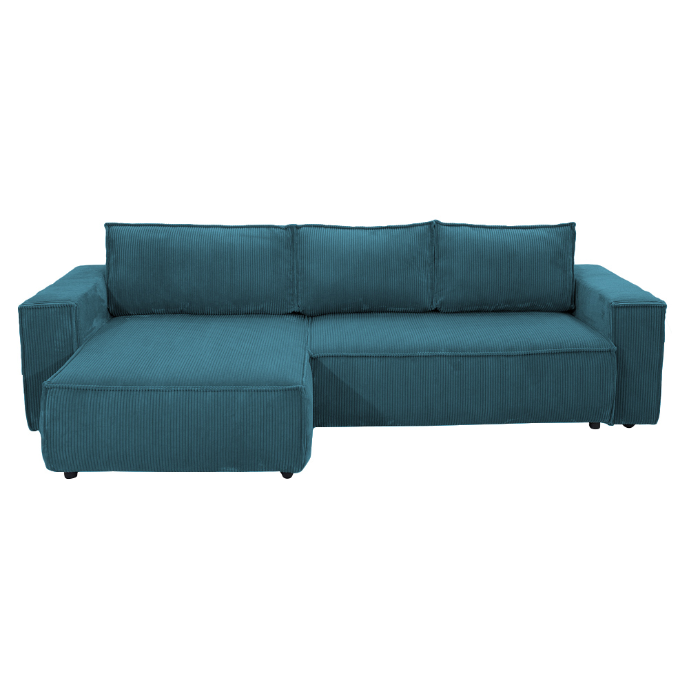 Narożnik z funkcją spania Merine turkusowy sztruks