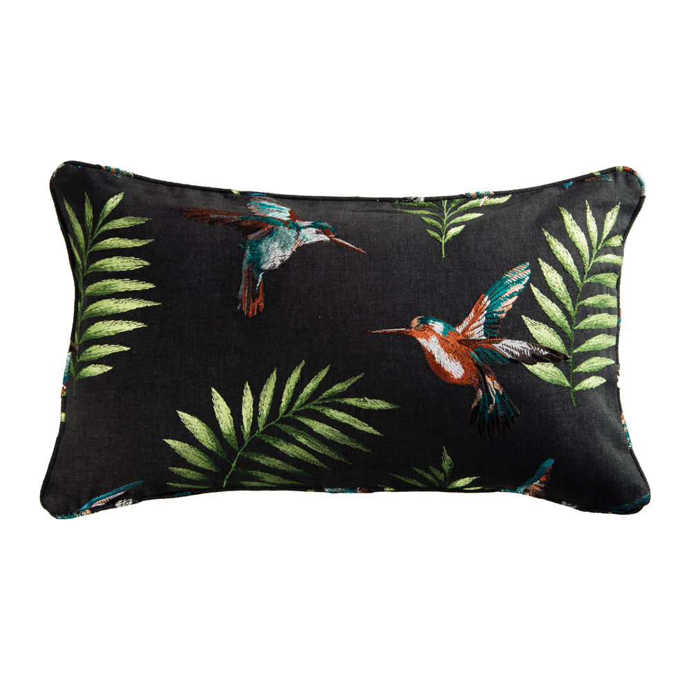 Poduszka dekoracyjna Karriga 30x50 cm czarna z wzorem - zdjęcie 1