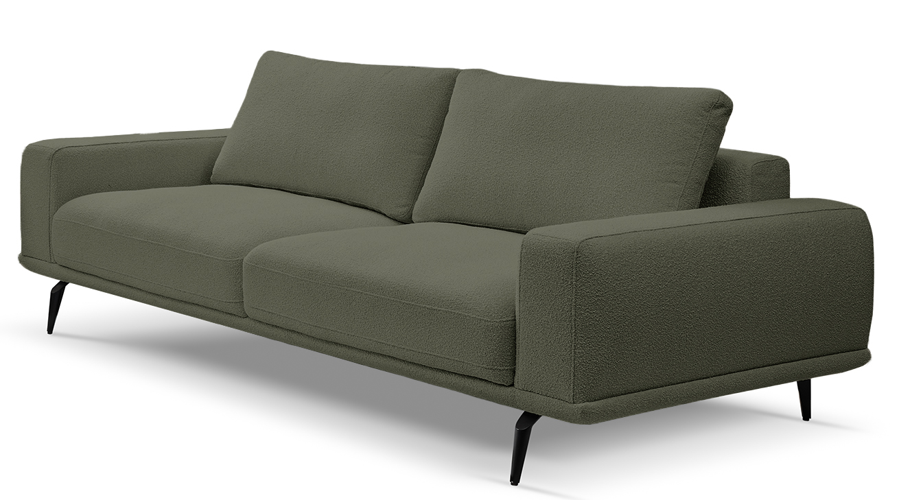 Kanapa trzyosobowa Selline z funkcją spania khaki boucle - zdjęcie 1