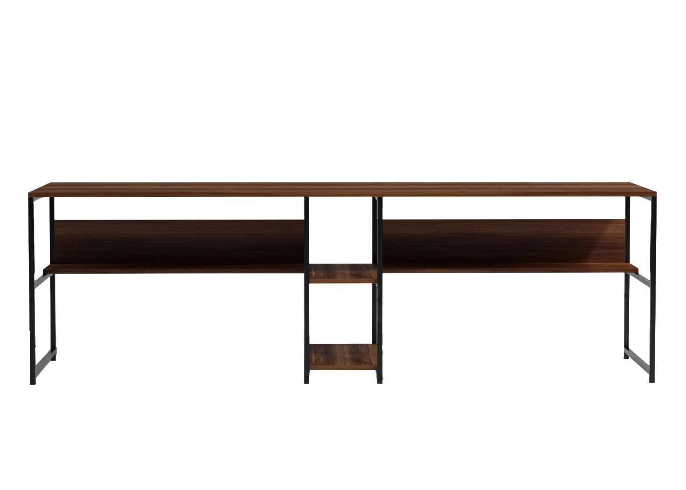 Biurko podwójne Hoovied 240x60 cm orzech - zdjęcie 1