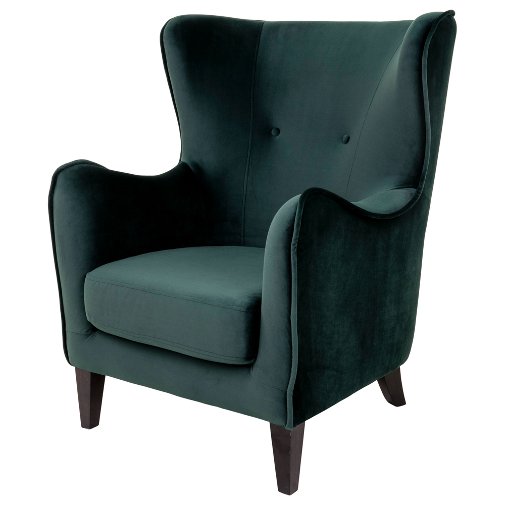 Fotel uszak Tolcer butelkowa zieleń velvet - zdjęcie 1