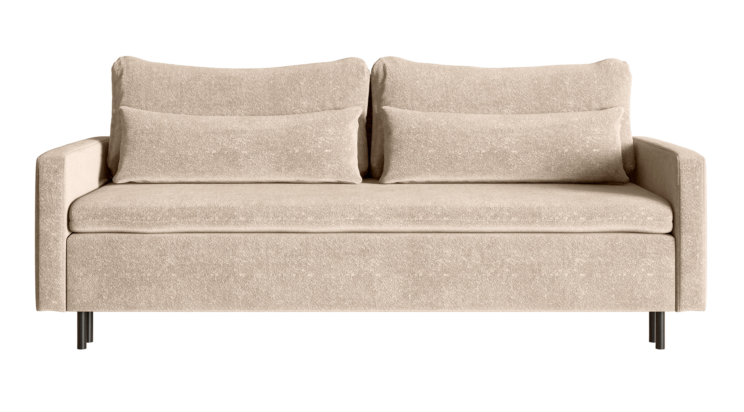 Kanapa rozkładana trzyosobowa Umpro z pojemnikiem beżowy boucle - zdjęcie 1