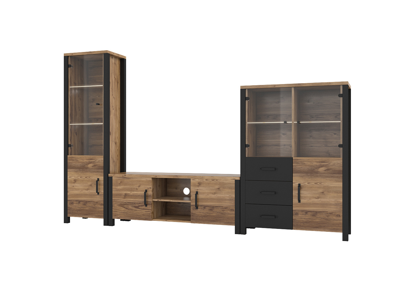 Meblościanka nowoczesna Amreli Appenzeller/czarna - zdjęcie 1