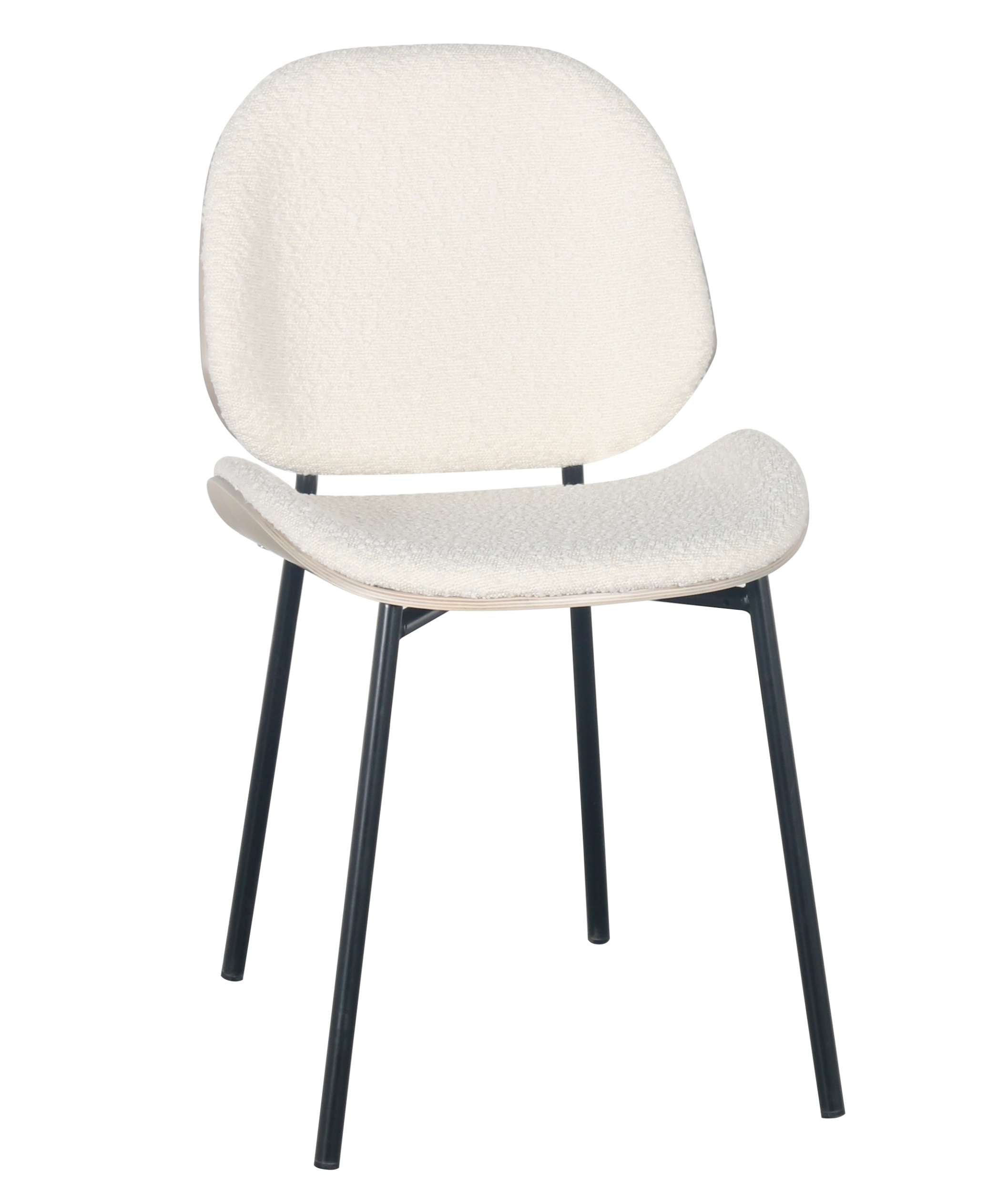 Krzesło tapicerowane Jazzlen na czarnych nogach boucle biały / dąb bielony - zdjęcie 1