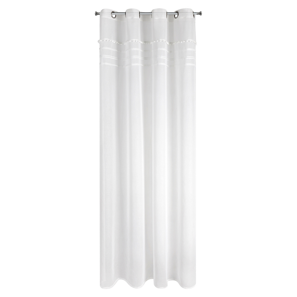 Firana na przelotkach Palisia 140x250 cm ze zdobieniami biała - zdjęcie 1