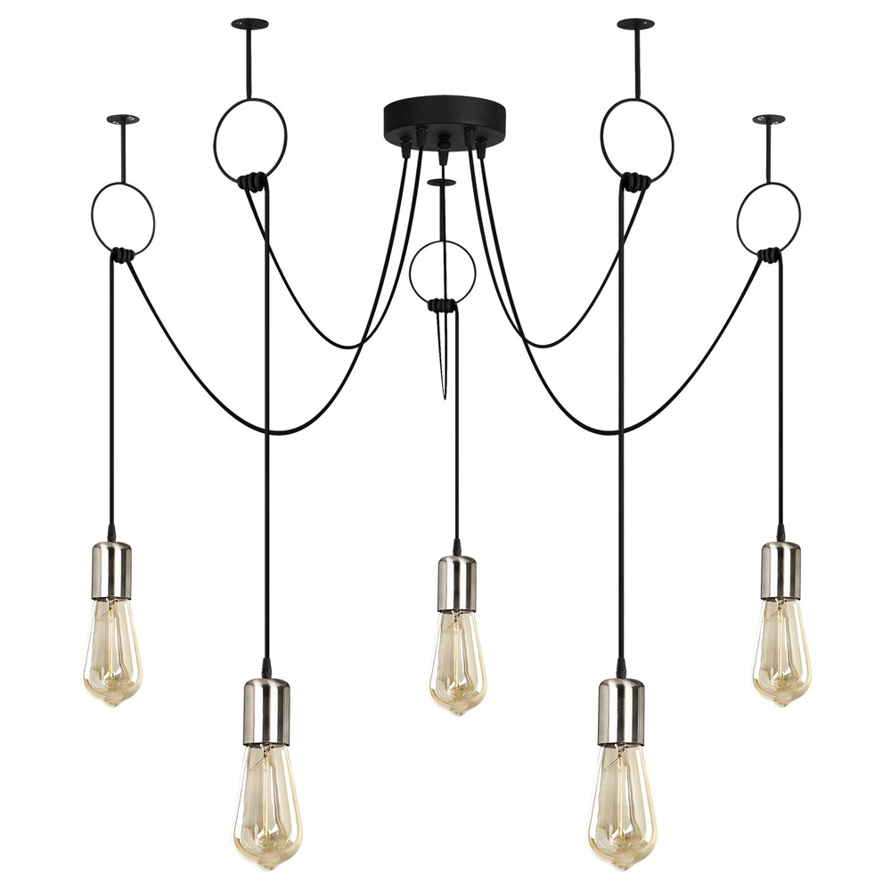 Żyrandol wiszący Inidil x5 industrialny czarny - zdjęcie 1