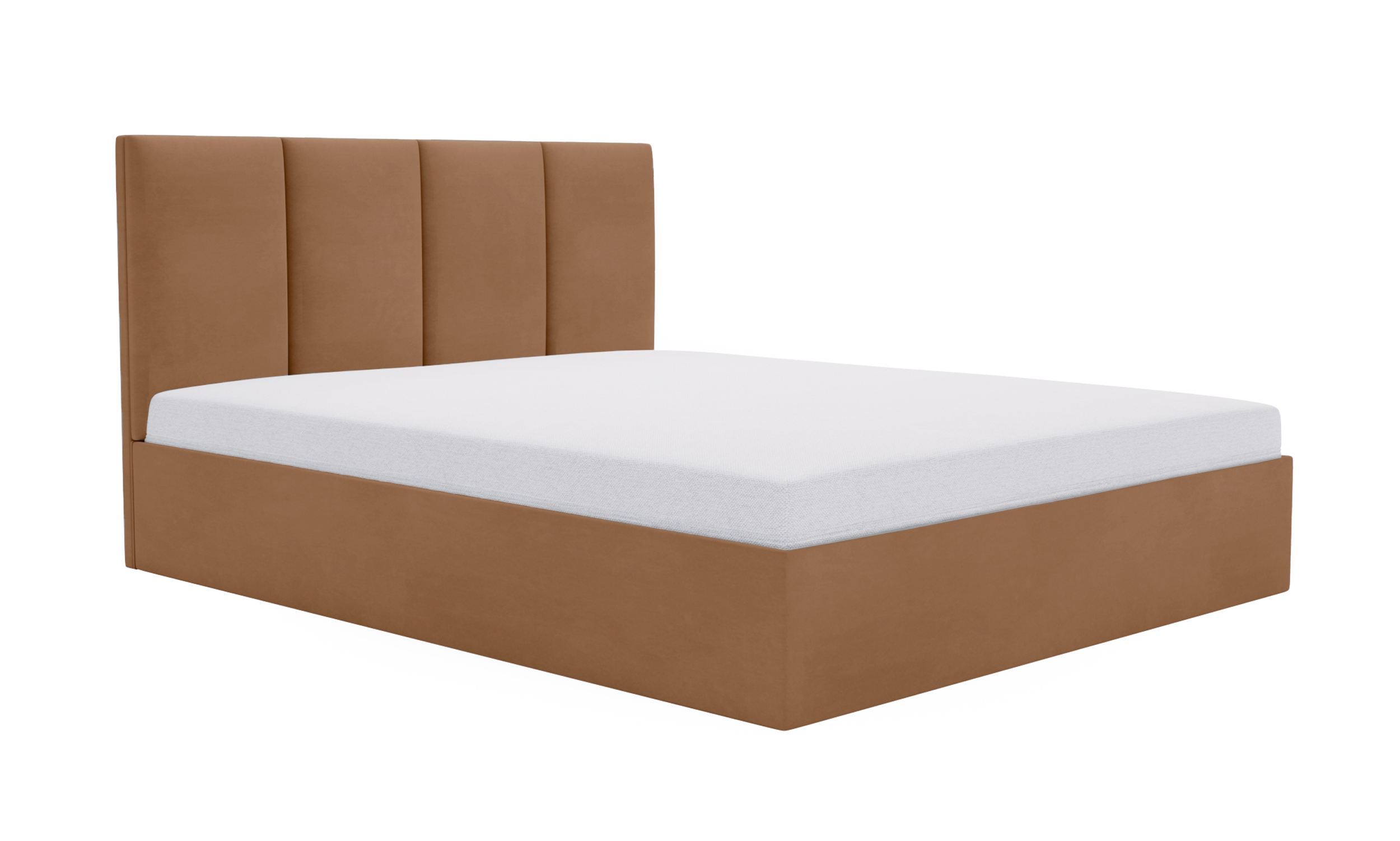 Łóżko tapicerowane 140x200 cm Drimmi z pojemnikiem rudobrązowe velvet hydrofobowy - zdjęcie 1