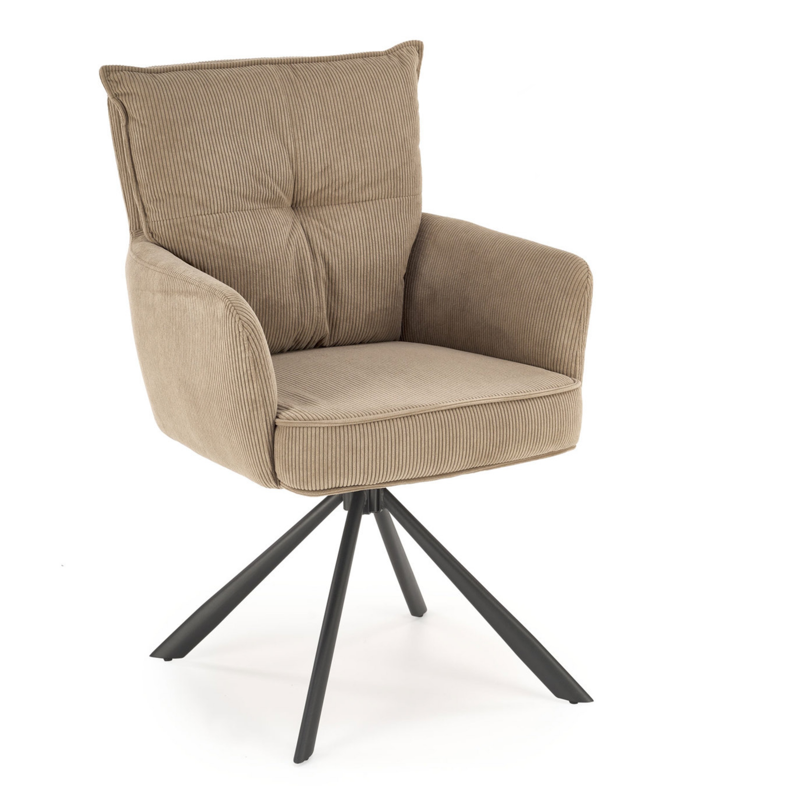 Krzesło tapicerowane Invoters beżowy sztruks na obrotowej podstawie - zdjęcie 1