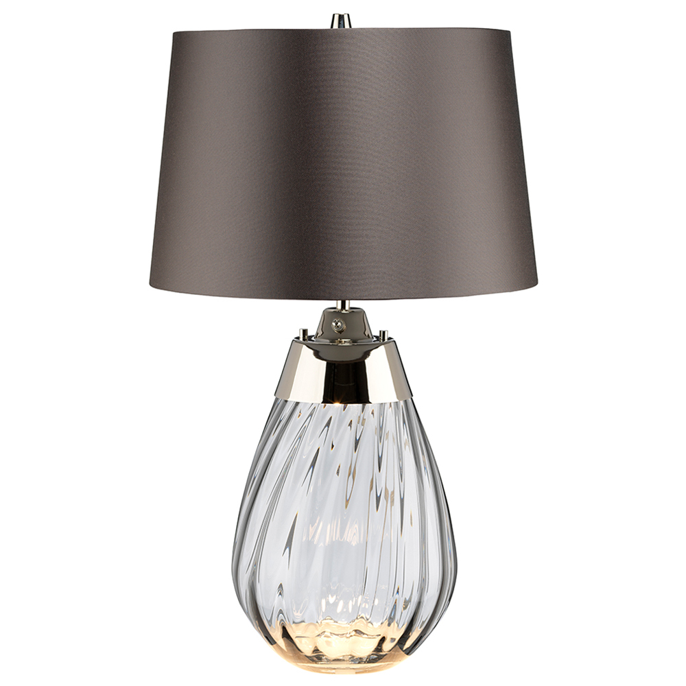 Lampa stołowa Leensy z satyny średnica 35 cm szara - zdjęcie 1