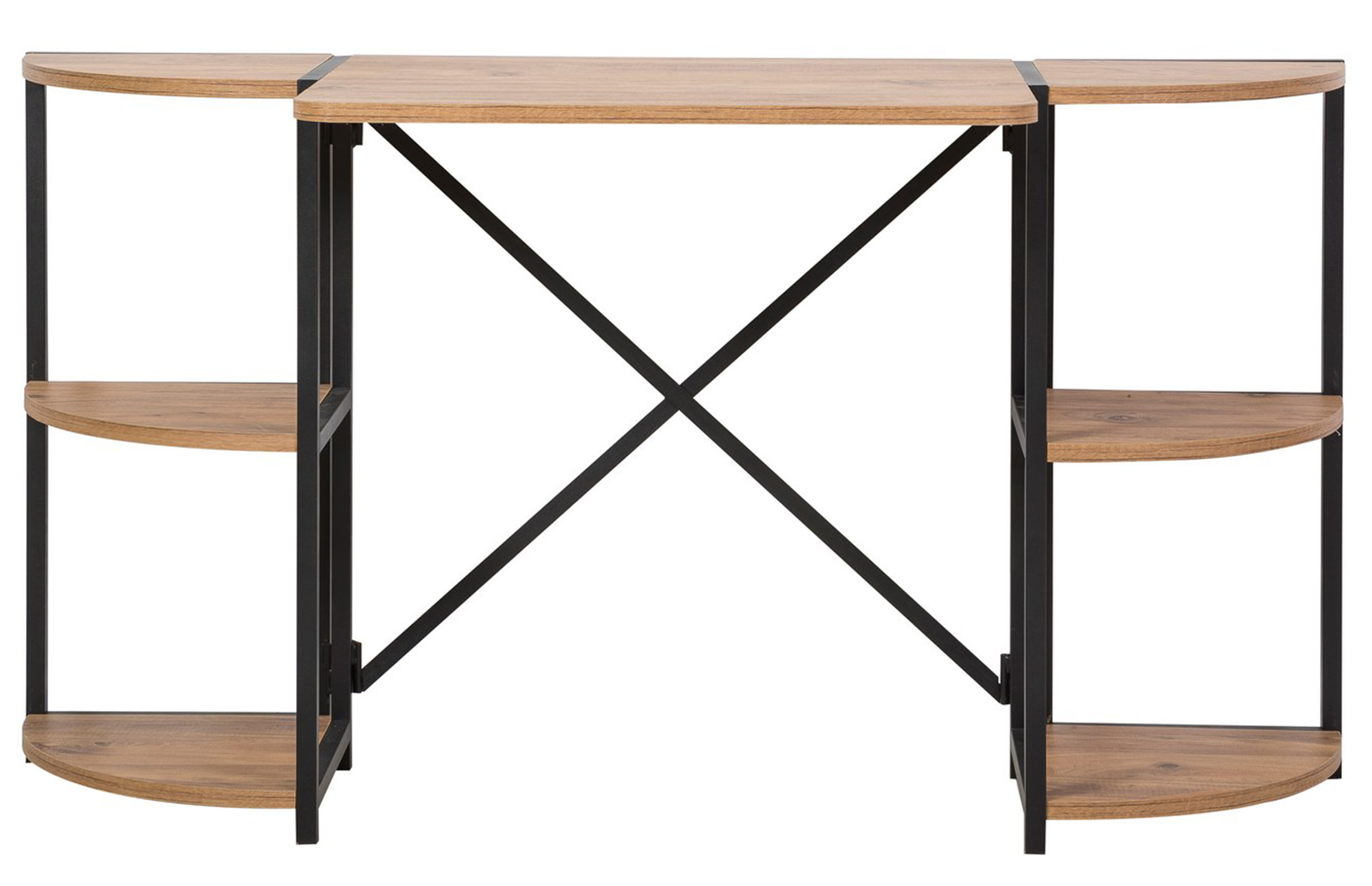 Biurko Viatters brązowe z półkami metalowa rama - zdjęcie 1