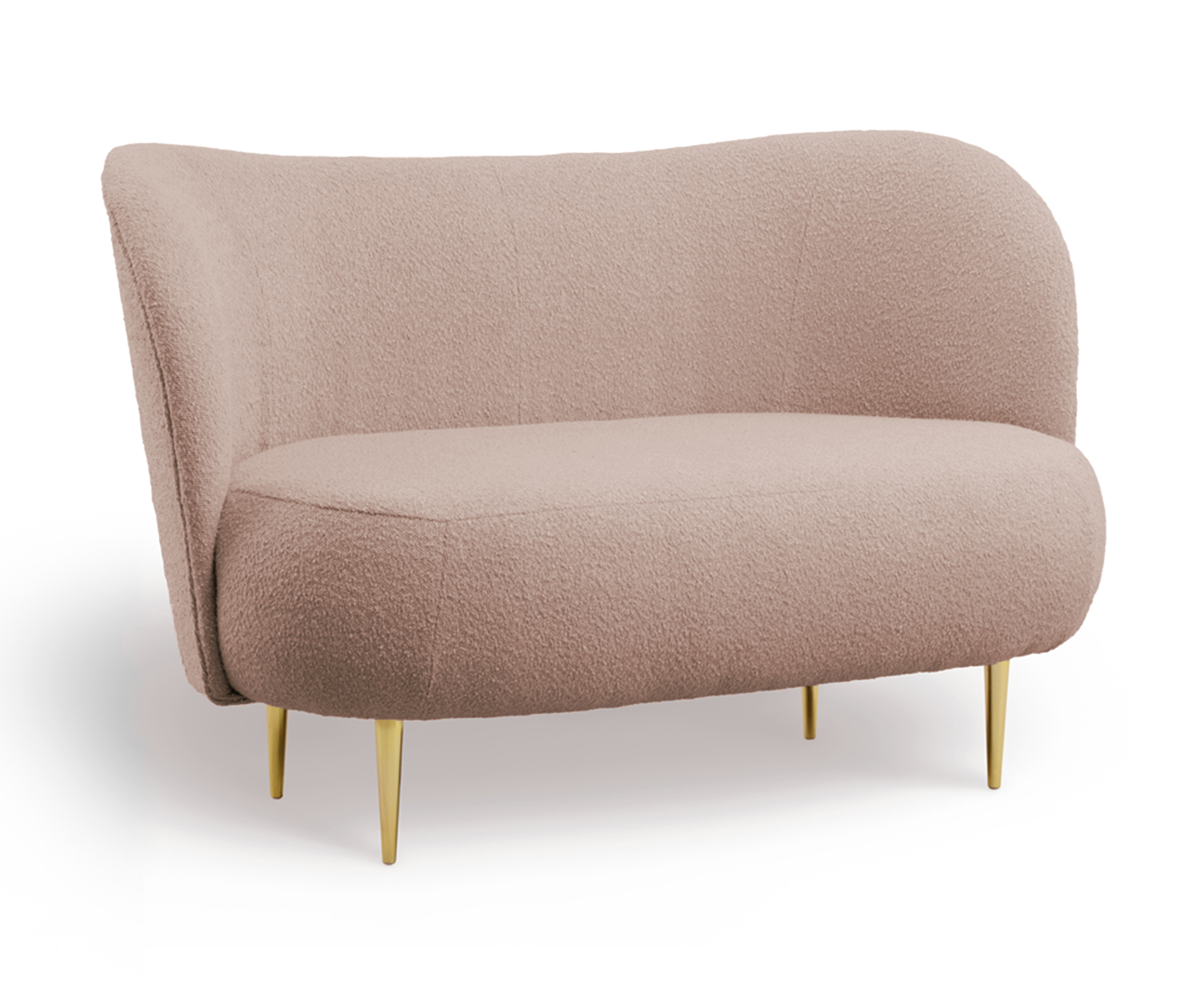 Sofa dwuosobowa Alago różowa boucle na złotych nogach - zdjęcie 1