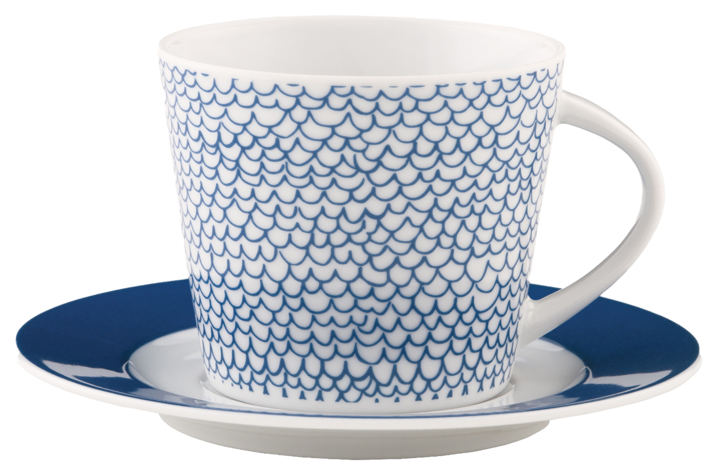 Zestaw filiżanek dla 6 os. porcelanowy Scandy Blue 300 ml biało-niebieskie - zdjęcie 1