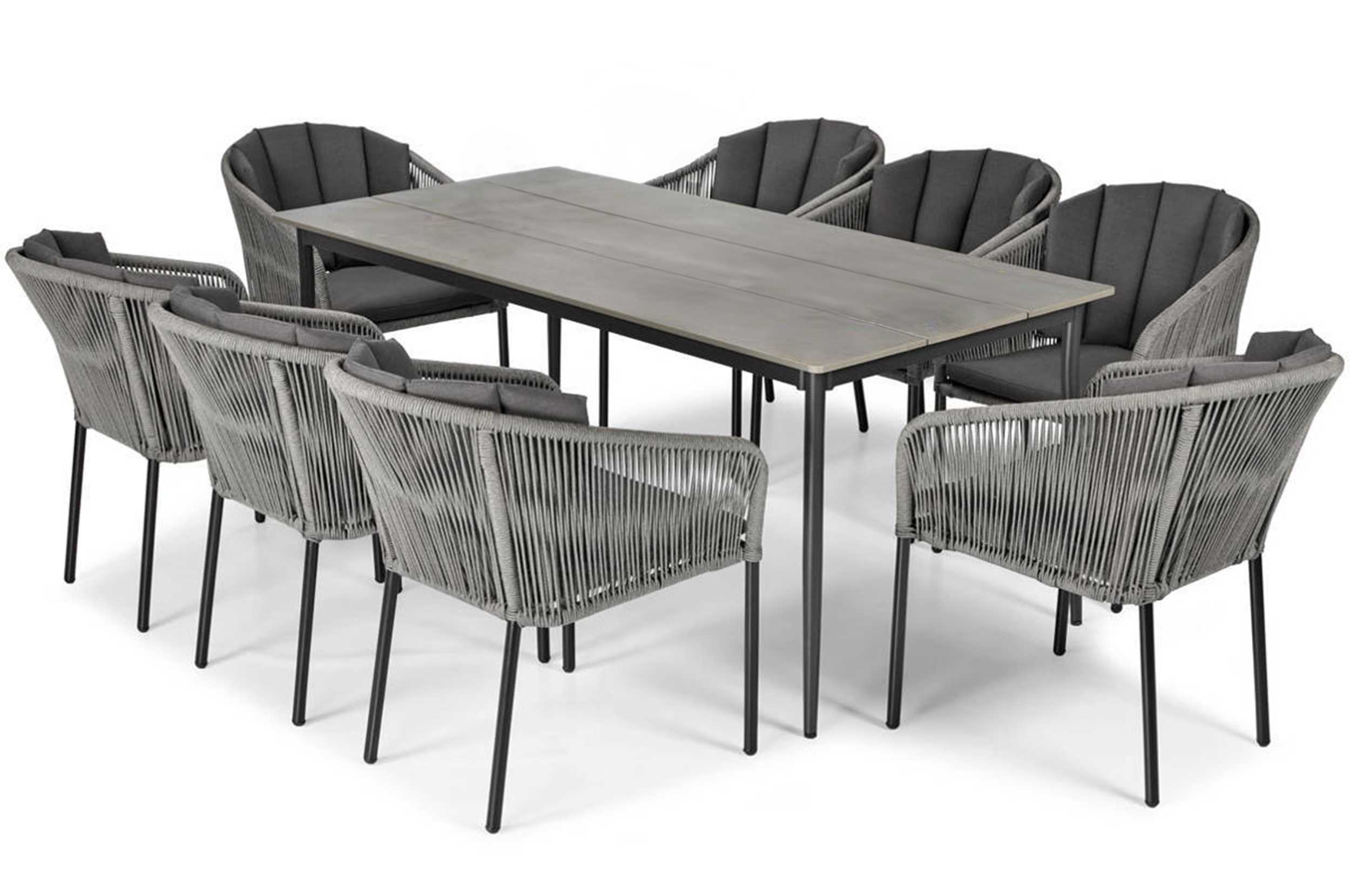 Zestaw mebli ogrodowych Portobly ze stołem obiadowym i krzesłami ośmioosobowy szary - zdjęcie 1