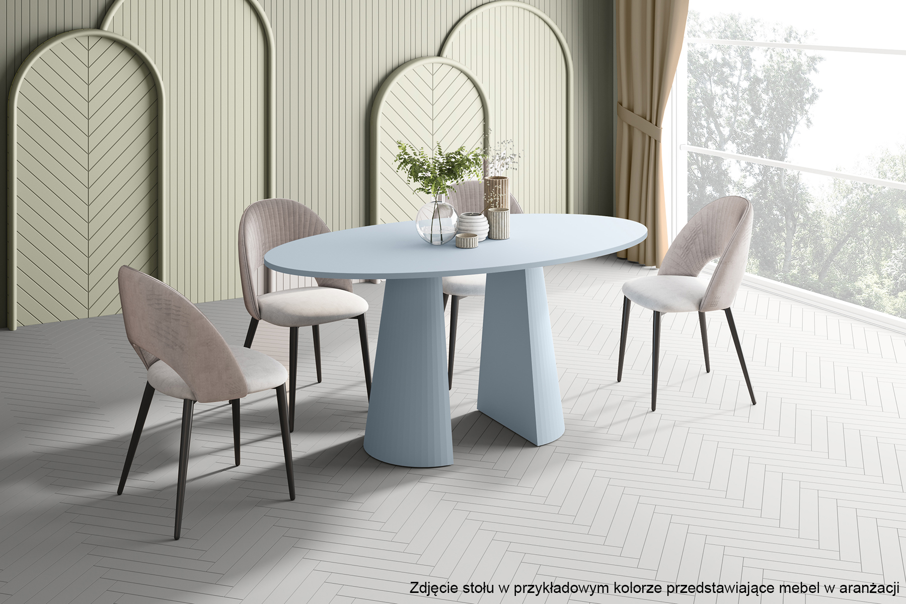 Stół do jadalni Signize 160x89 cm zielony mat