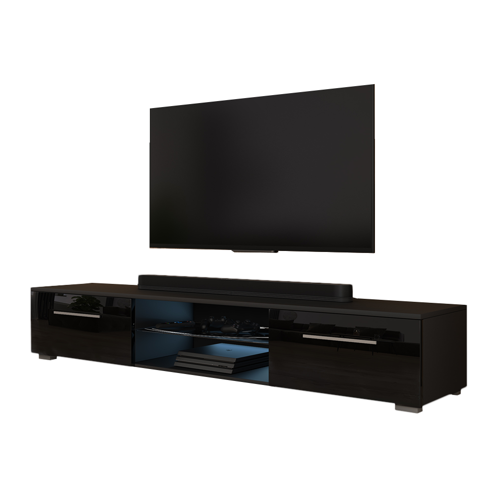 Szafka RTV Syvis Czarny mat / Czarny połysk 