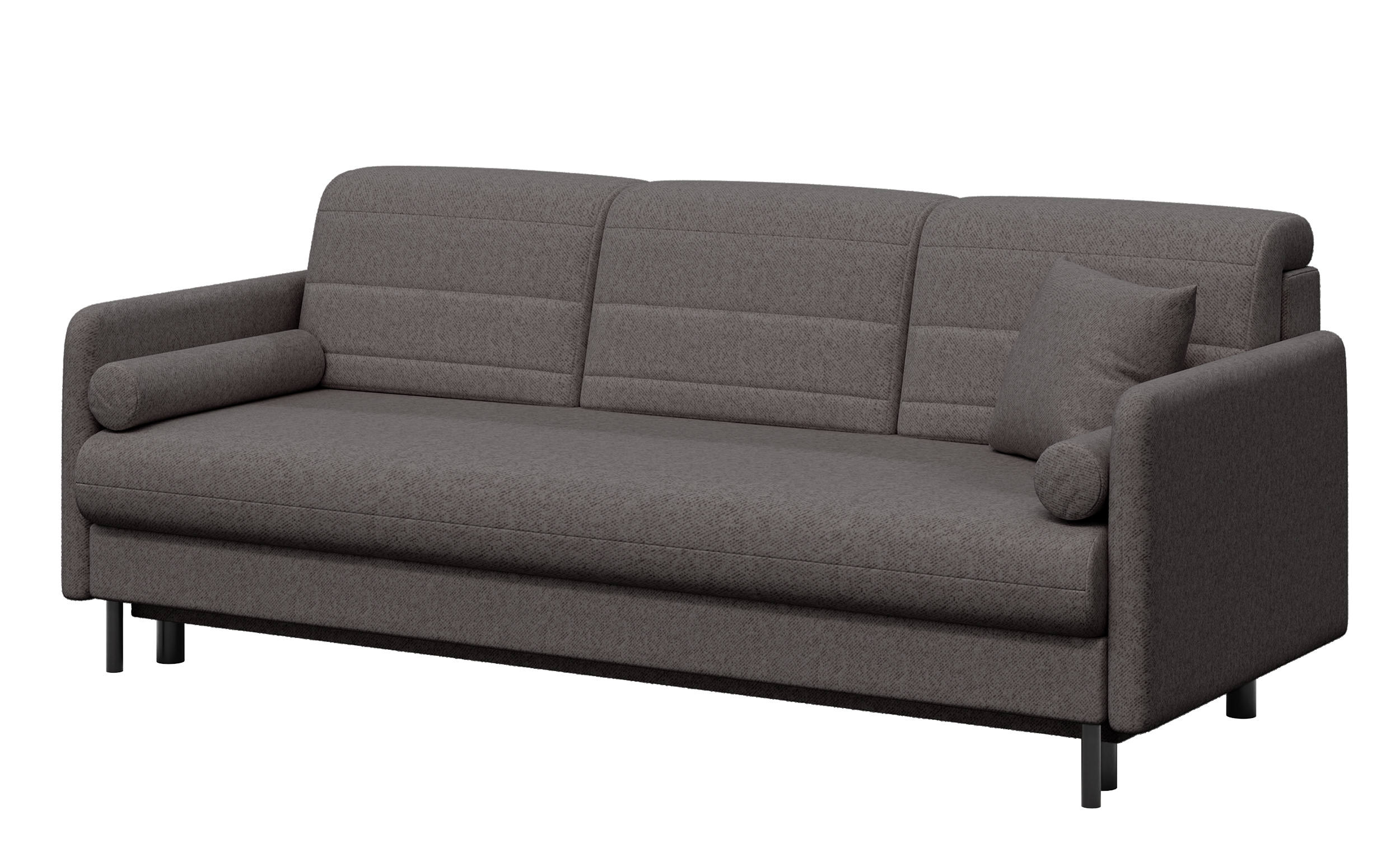 Kanapa rozkładana trzyosobowa Alto z pojemnikiem szary brąz welur hydrofobowy - zdjęcie 1