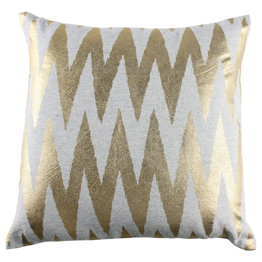 Poduszka Euris 45x45 cm szara ze złotym nadrukiem - zdjęcie 1