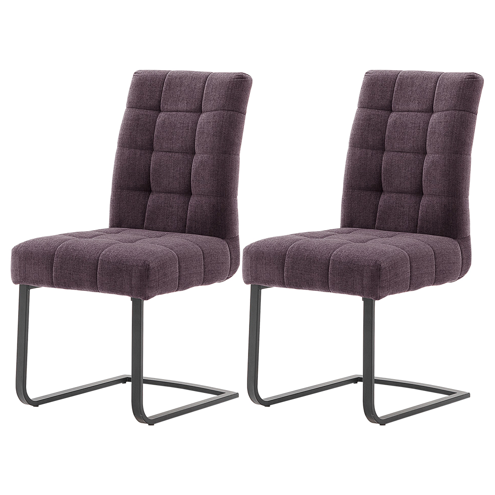 Zestaw dwóch krzeseł tapicerowanych na płozach Erisario bordowe