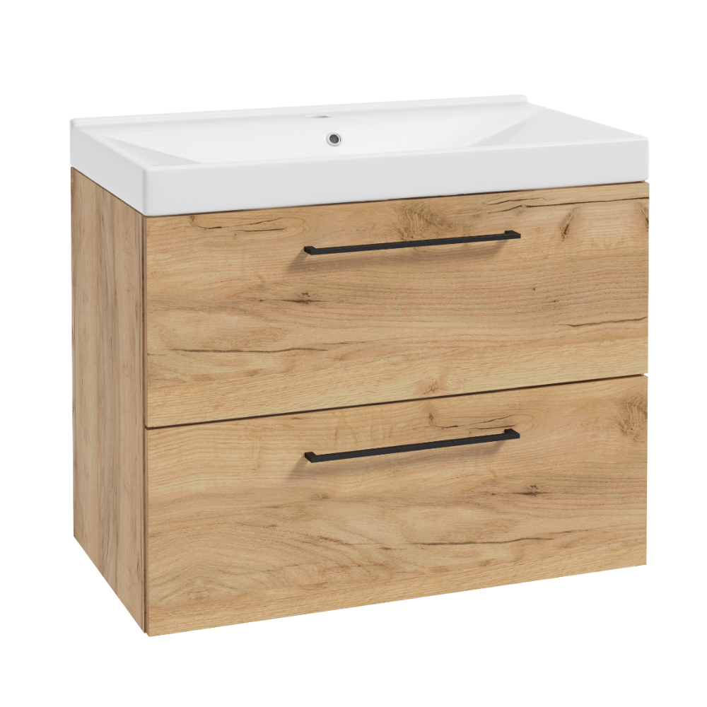 Szafka łazienkowa z umywalką Verli z dwoma szufladami dąb - zdjęcie 1