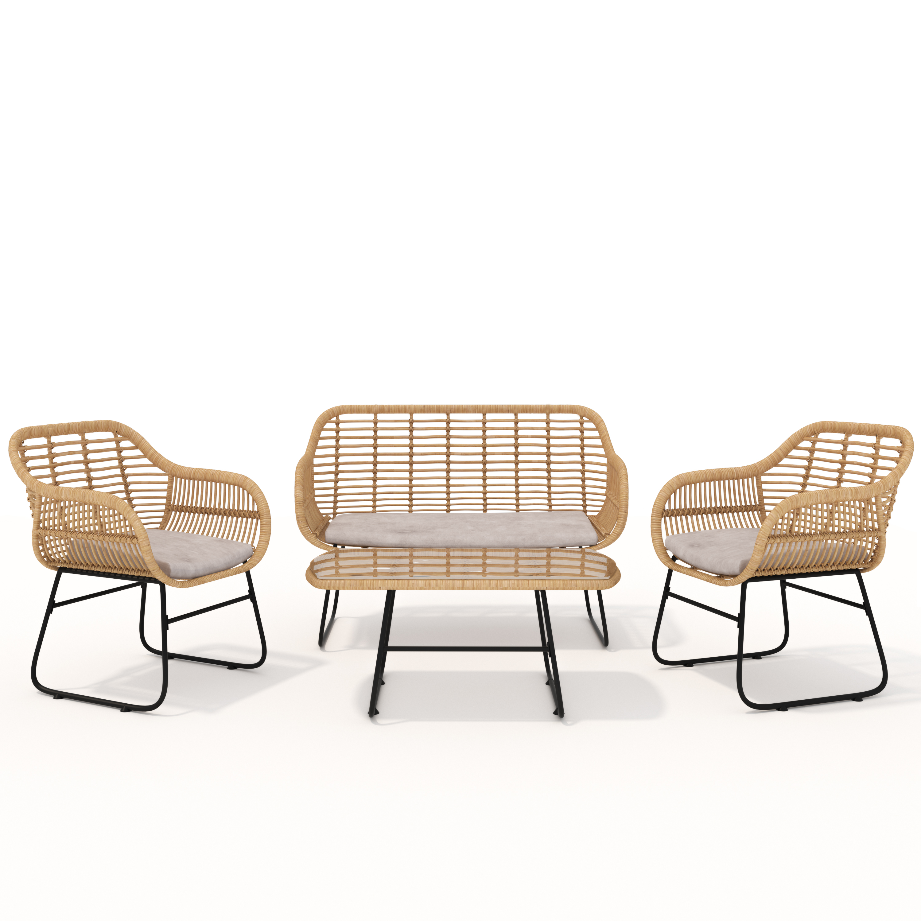 Zestaw mebli ogrodowych Sytly sofa z dwoma fotelami i stolikiem - zdjęcie 1