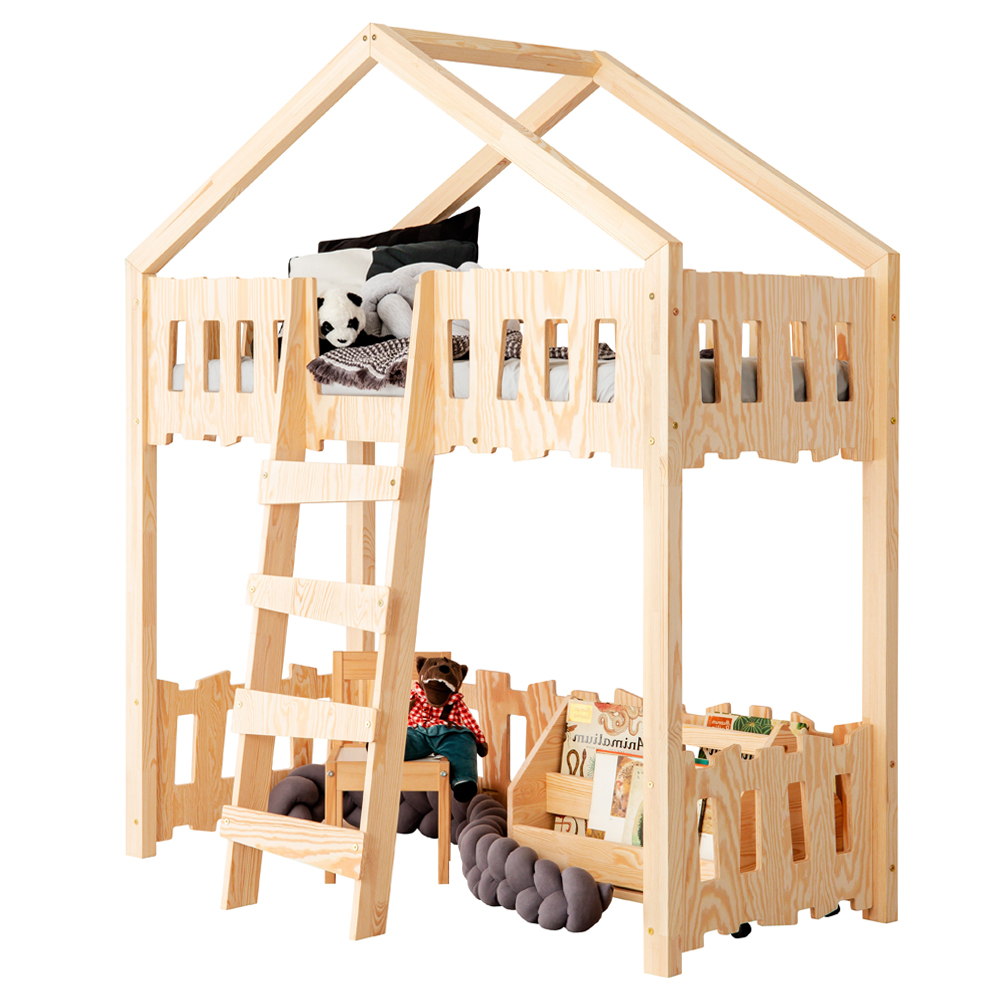 Łóżko domek dla dzieci Gella piętrowe antresola 90x190 cm - zdjęcie 1