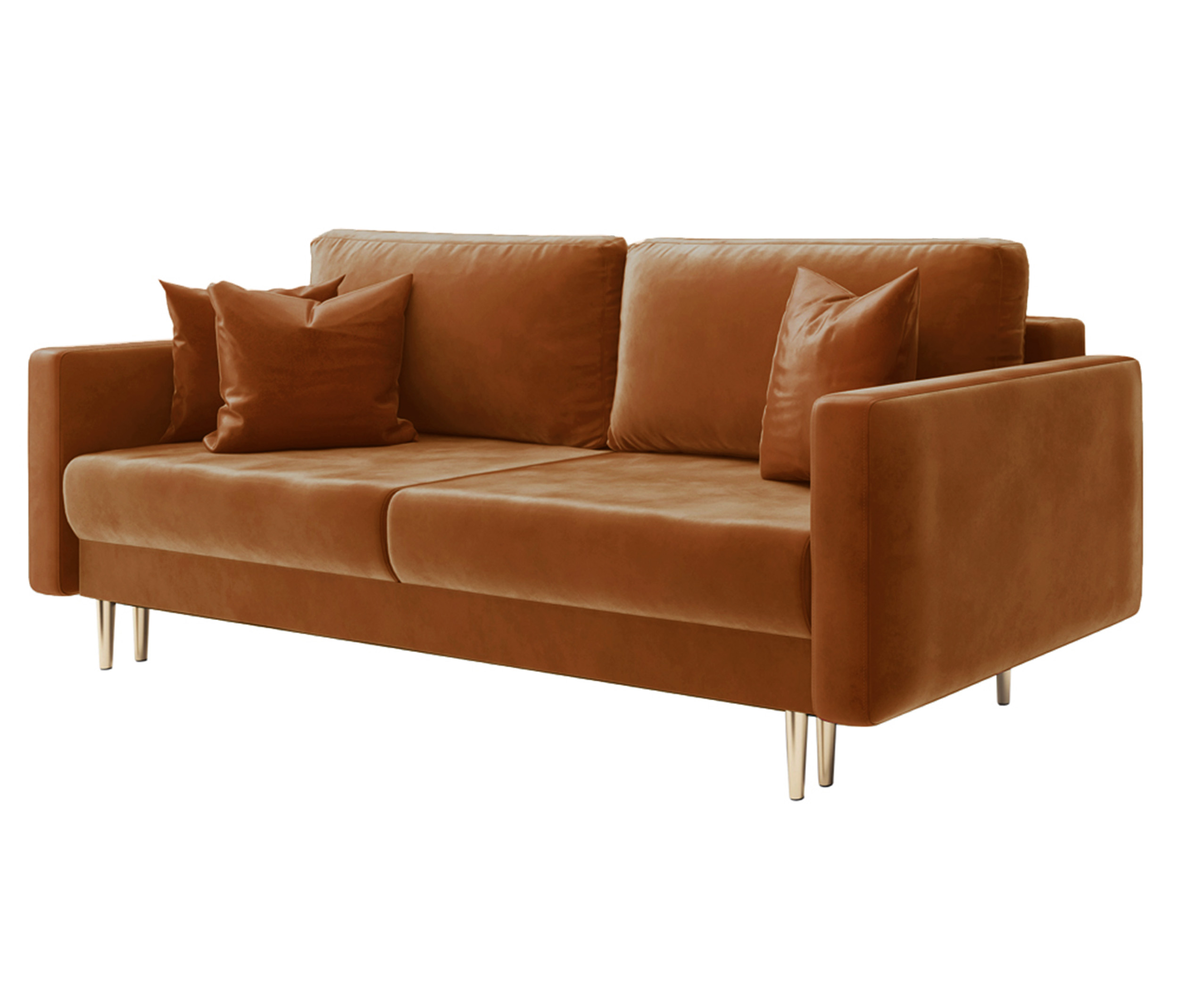 Kanapa rozkładana trzyosobowa Valico miedziana velvet hydrofobowy - zdjęcie 1