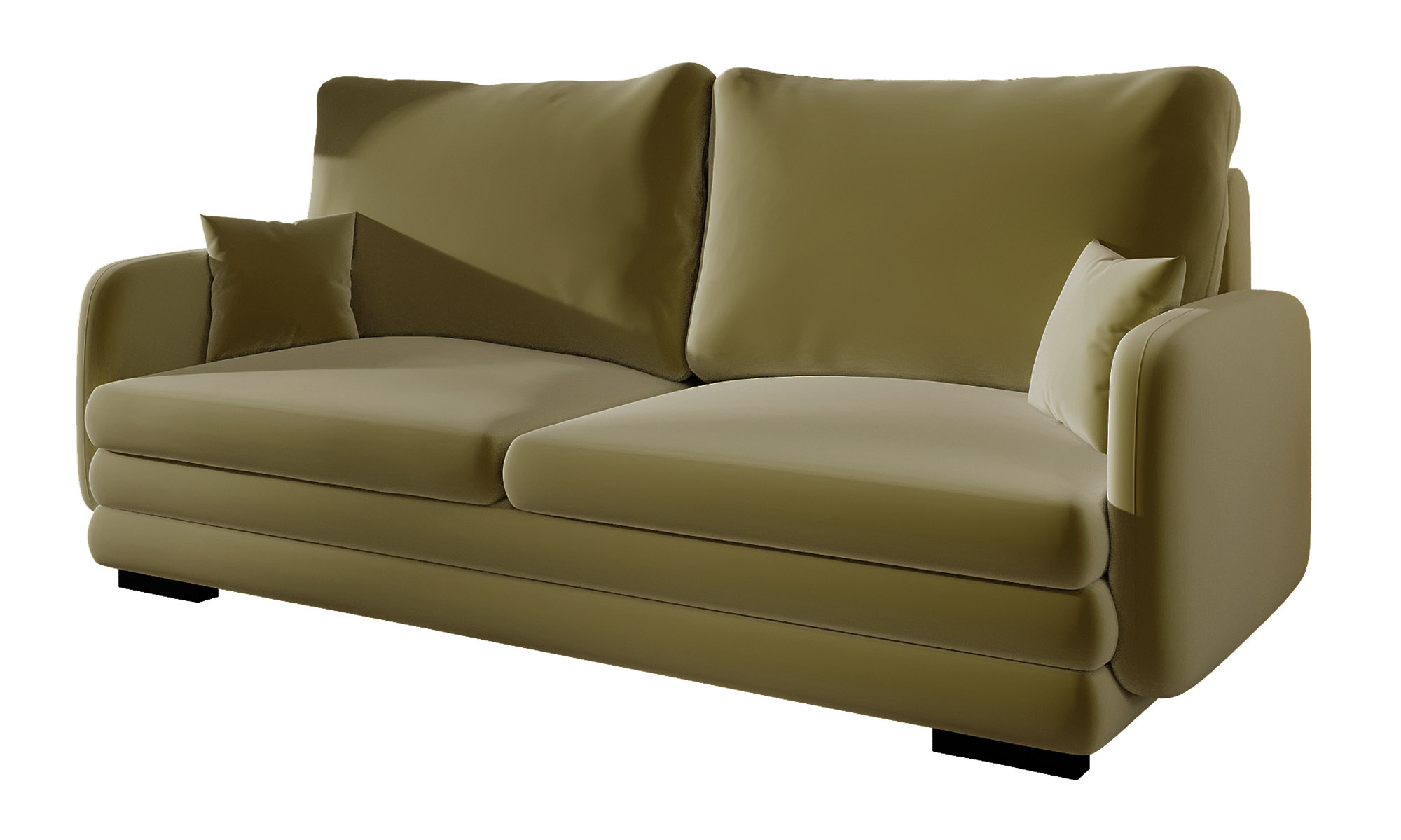 Sofa trzyosobowa Lincino oliwkowa welur - zdjęcie 1