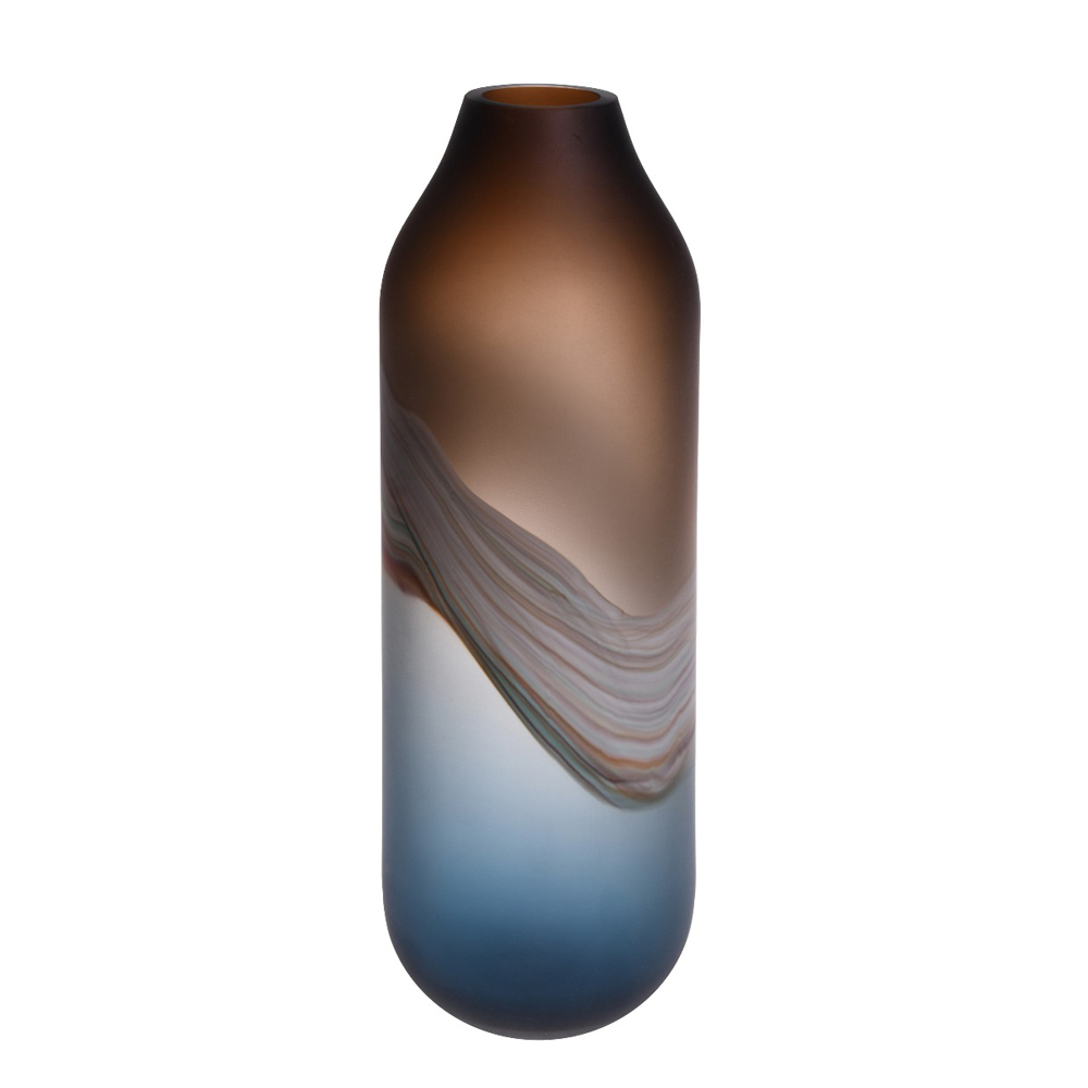 Wazon dekoracyjny Munists 14x44 cm niebiesko-brązowy - zdjęcie 1