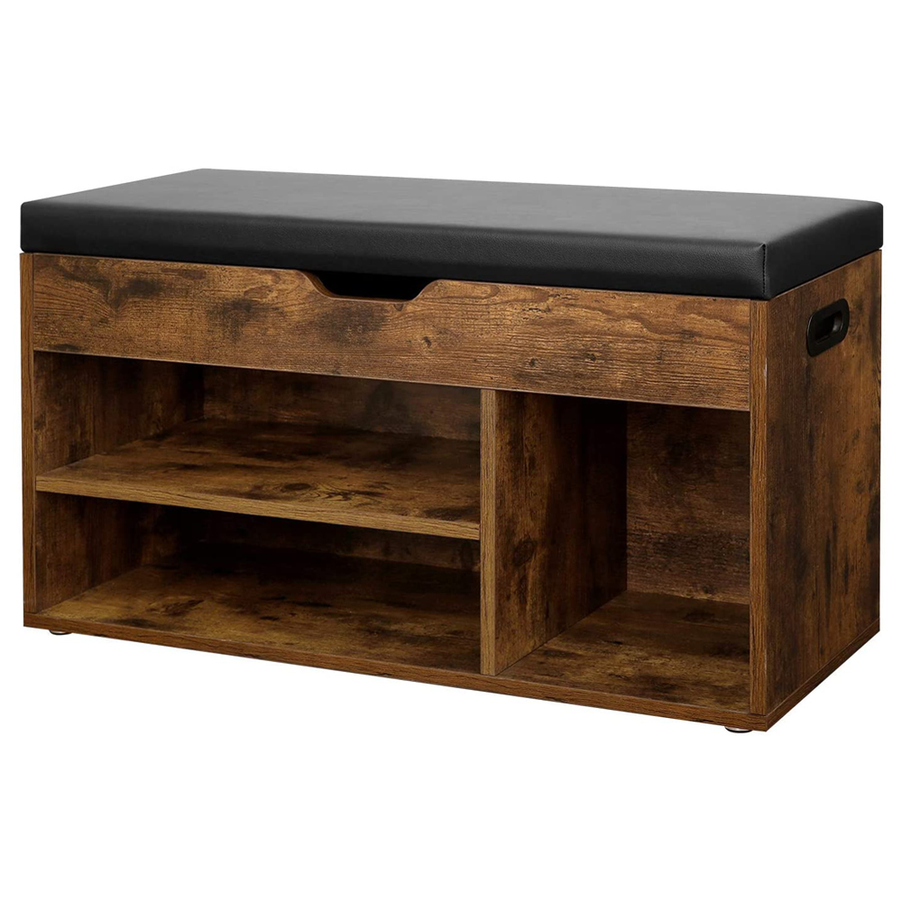 Ławka do przedpokoju Ramizu 80x30 cm z pólkami i schowkiem - zdjęcie 1