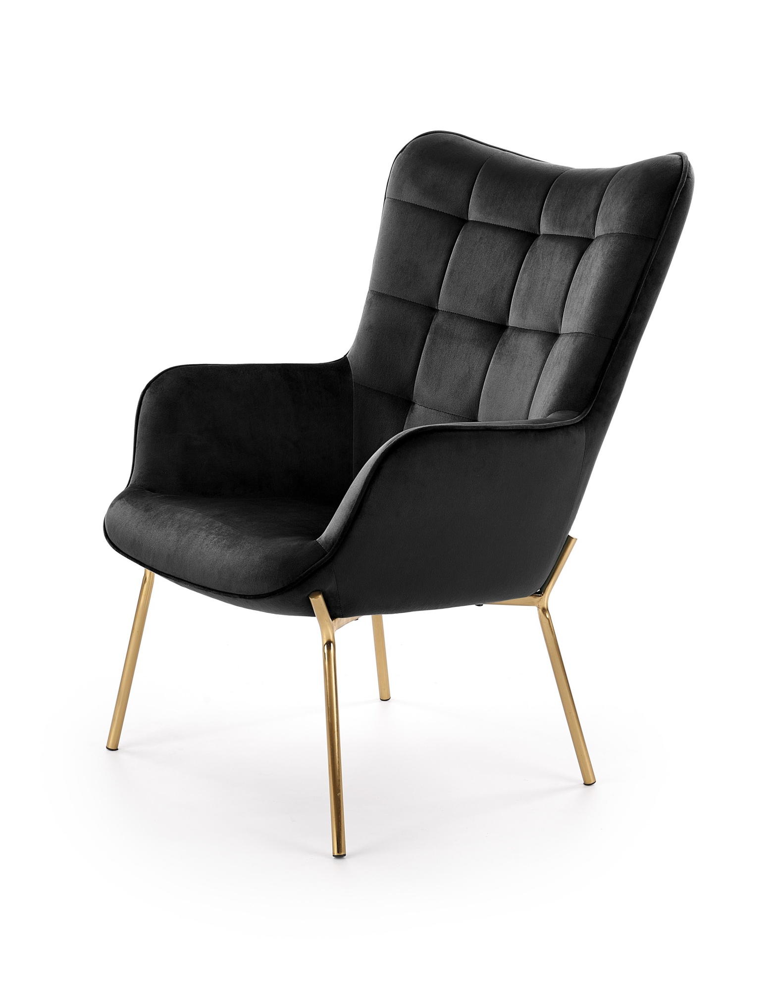 Fotel wypoczynkowy Ralkels czarny na złotej podstawie - zdjęcie 1