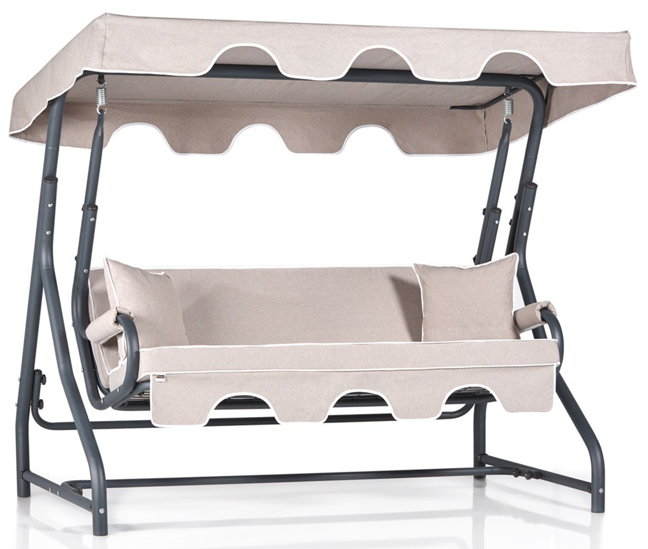 Huśtawka ogrodowa Cusibly 200 cm aluminium z daszkiem beżowa - zdjęcie 1