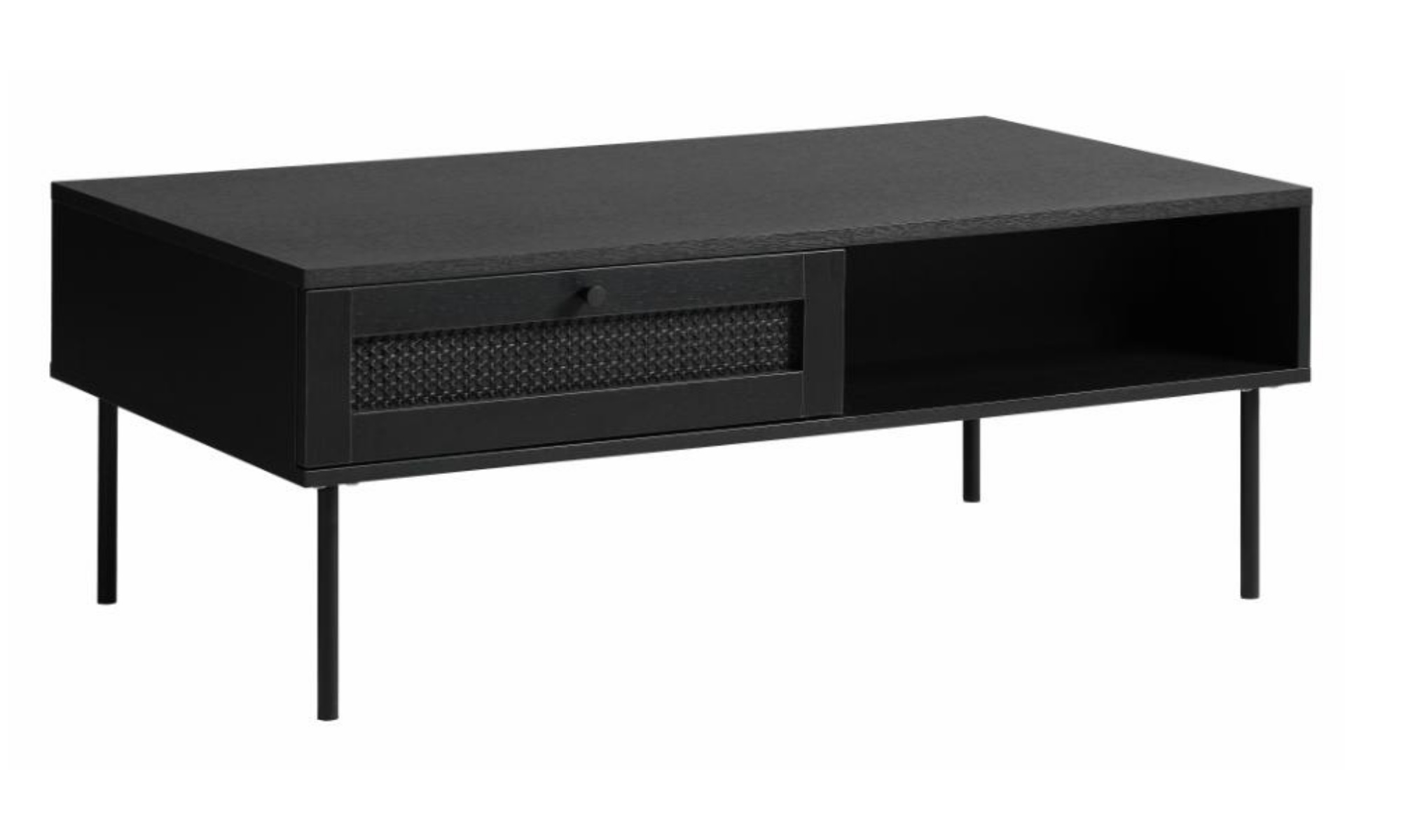 Ława kawowa Mogest 60x110 cm czarna plecionka boho  - zdjęcie 1