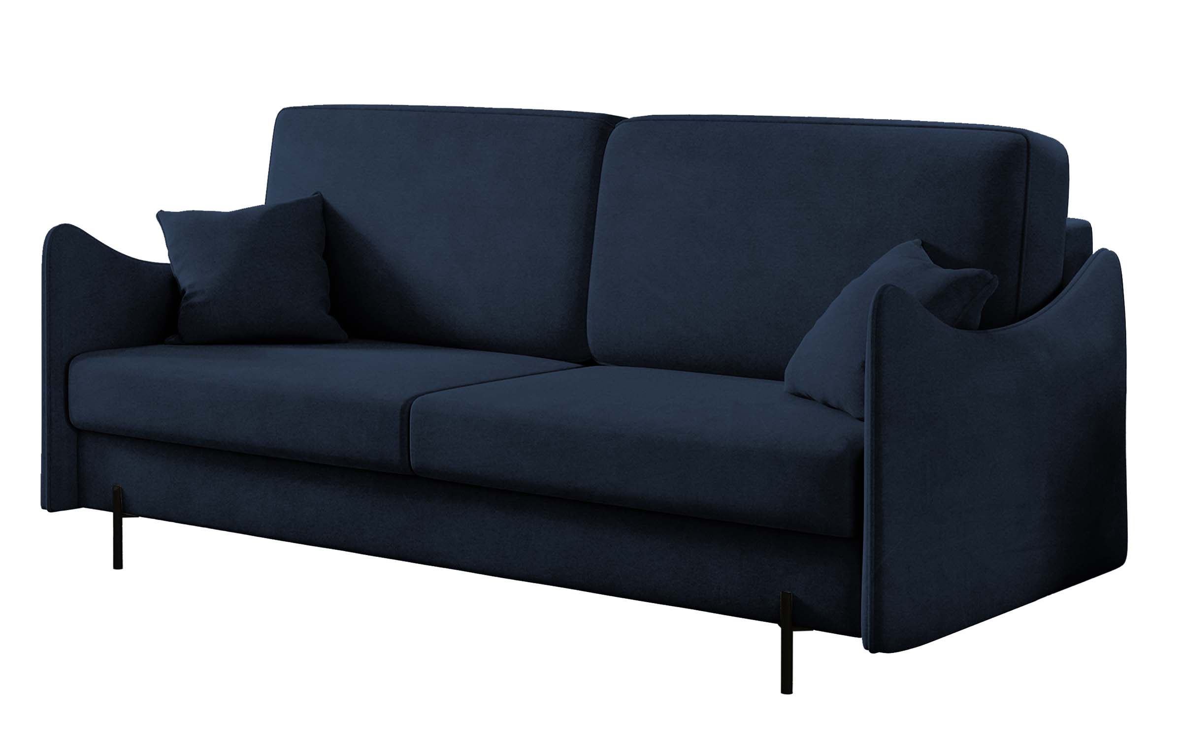 Kanapa rozkładana trzyosobowa Wavia z pojemnikiem granatowa velvet hydrofobowy - zdjęcie 1