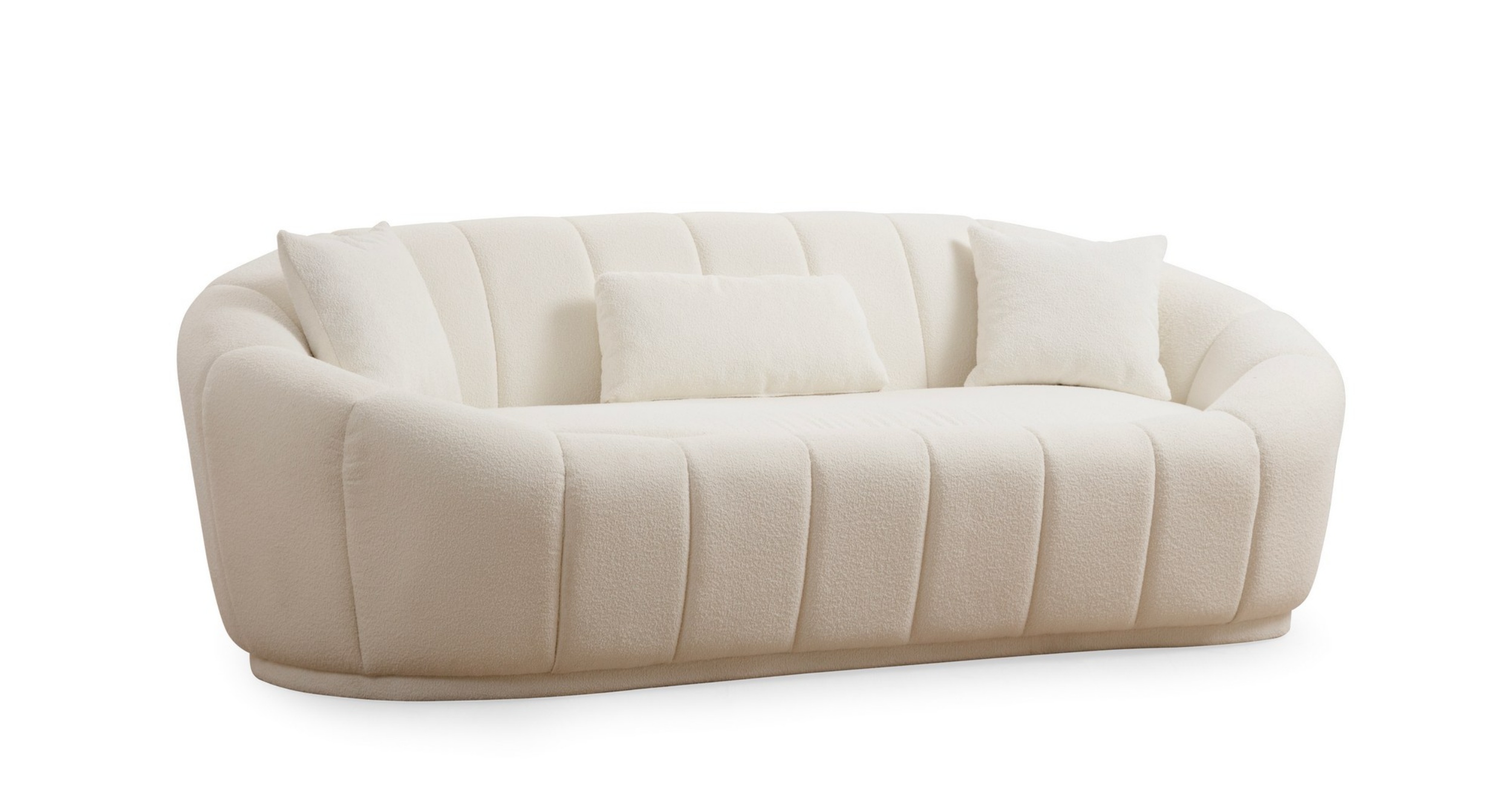 Sofa trzyosobowa Forelit w tkaninie boucle kremowa - zdjęcie 1