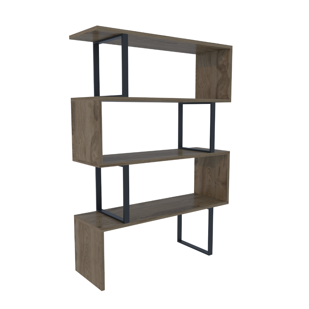 Regał metalowy Angetenar czarny/dąb - zdjęcie 1