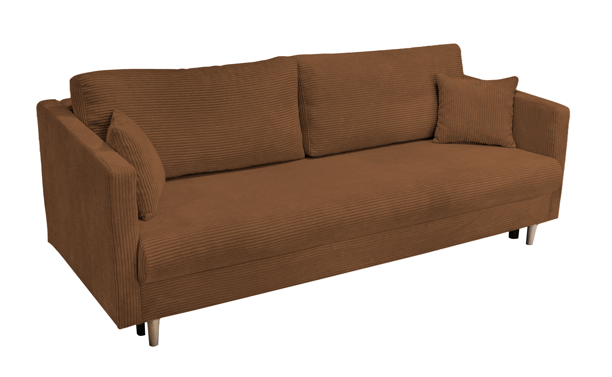 Kanapa rozkładana trzyosobowa Mahasar z pojemnikiem miedziana sztruks - zdjęcie 1