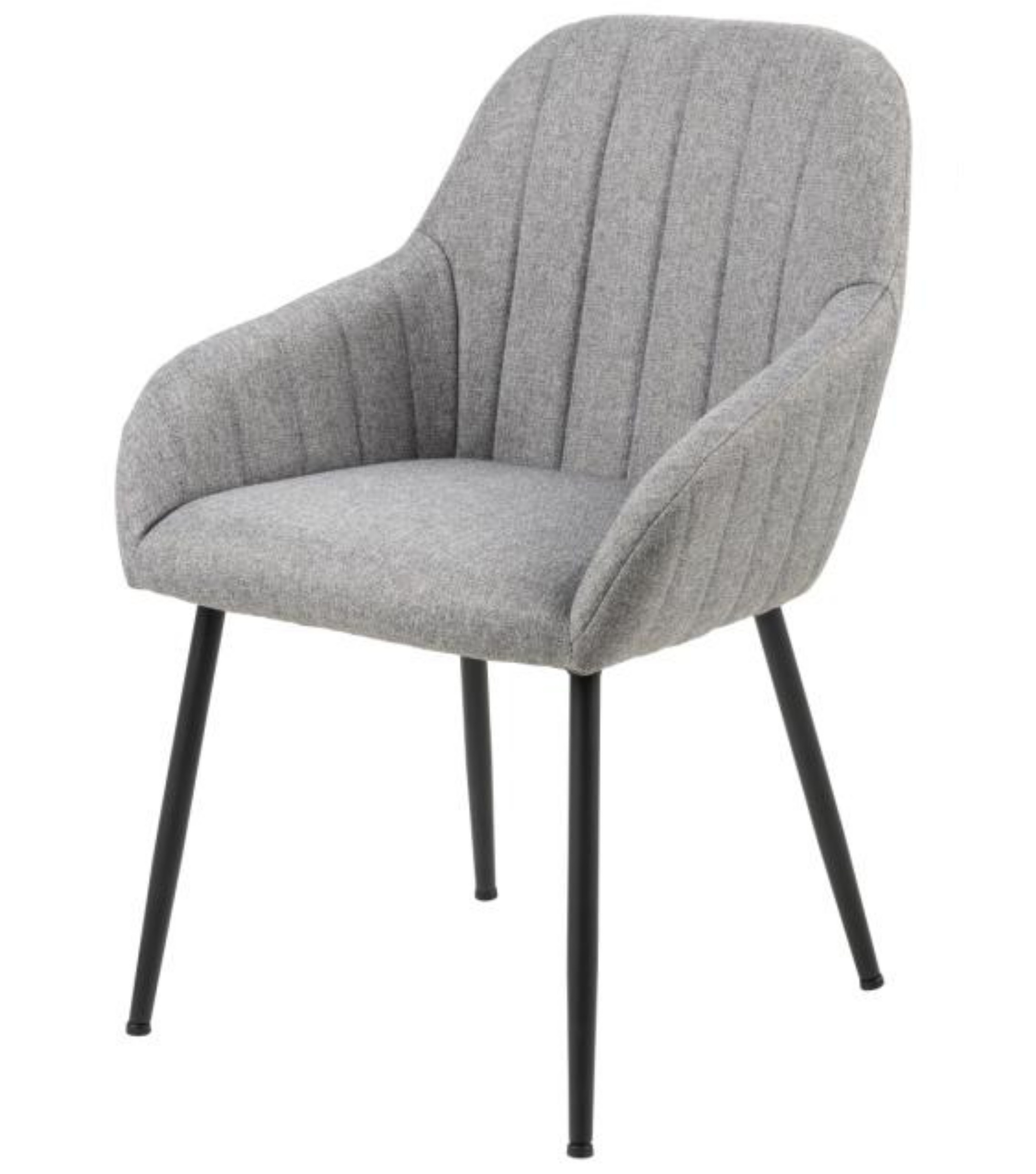 Krzesło tapicerowane Gaillnes szare z pionowymi przeszyciami - zdjęcie 1