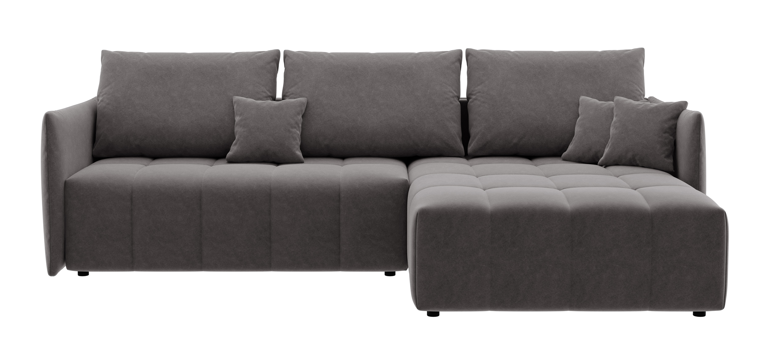 Narożnik z funkcją spania Boquete L-kształtny z pojemnikiem uniwersalny ciemnoszary w tkaninie łatwoczyszczącej - zdjęcie 1