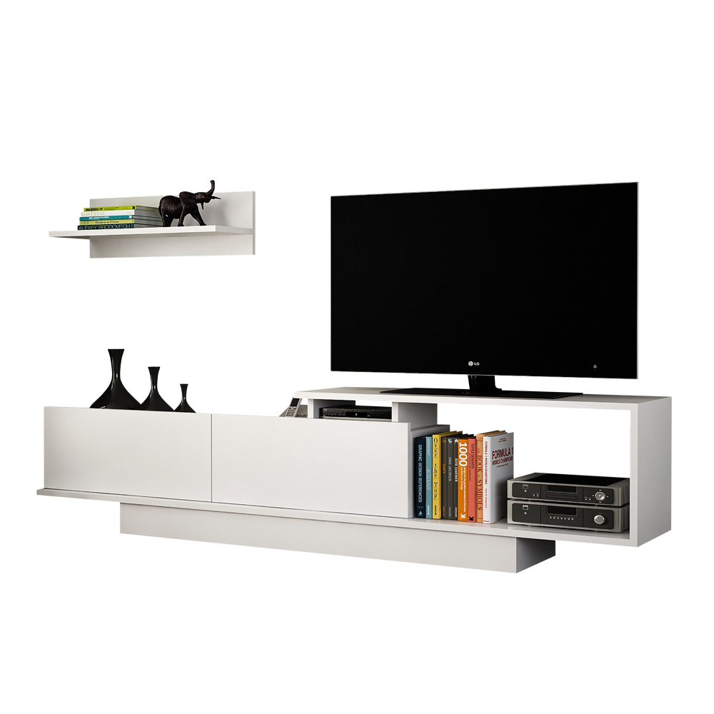 Szafka RTV Kelotto biała z półką - zdjęcie 1