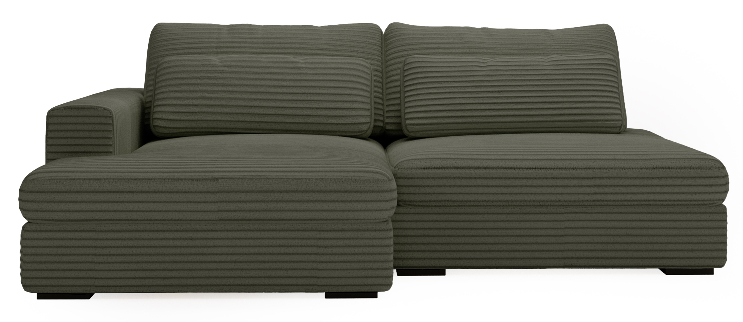 Narożnik z funkcją spania Lemmu L-kształtny khaki gruby sztruks lewostronny - zdjęcie 1