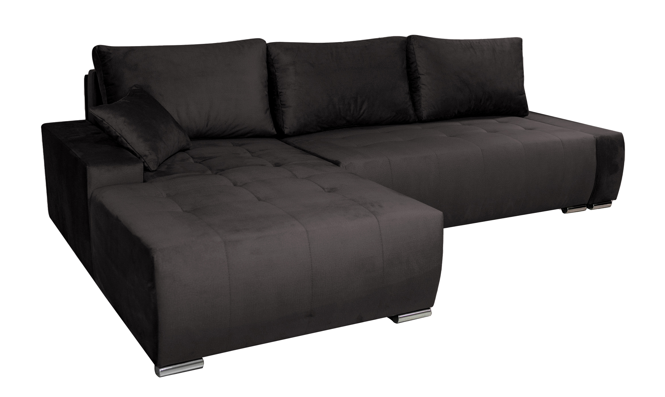 Narożnik z funkcją spania Manados L-kształtny z pojemnikiem ciemnoszary velvet lewostronny - zdjęcie 1