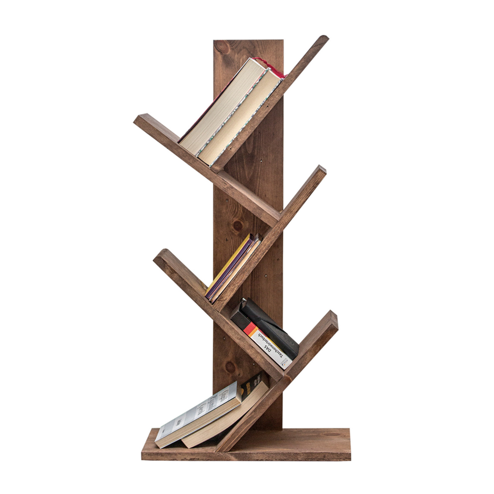 Regał na książki Ceima pięciopoziomowy w jodełkę orzech - zdjęcie 1