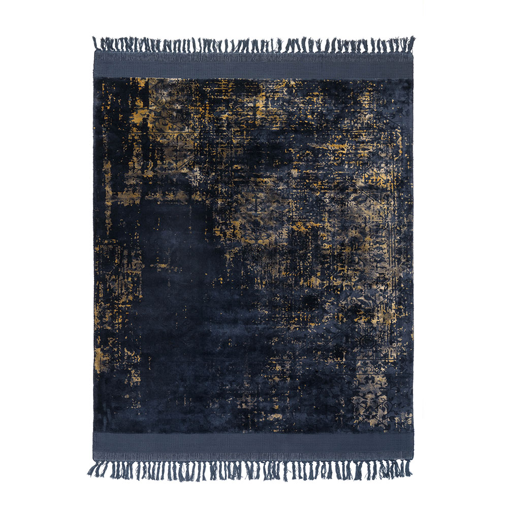 Dywan nowoczesny Rijl czarno złoty z frędzlami  - zdjęcie 1