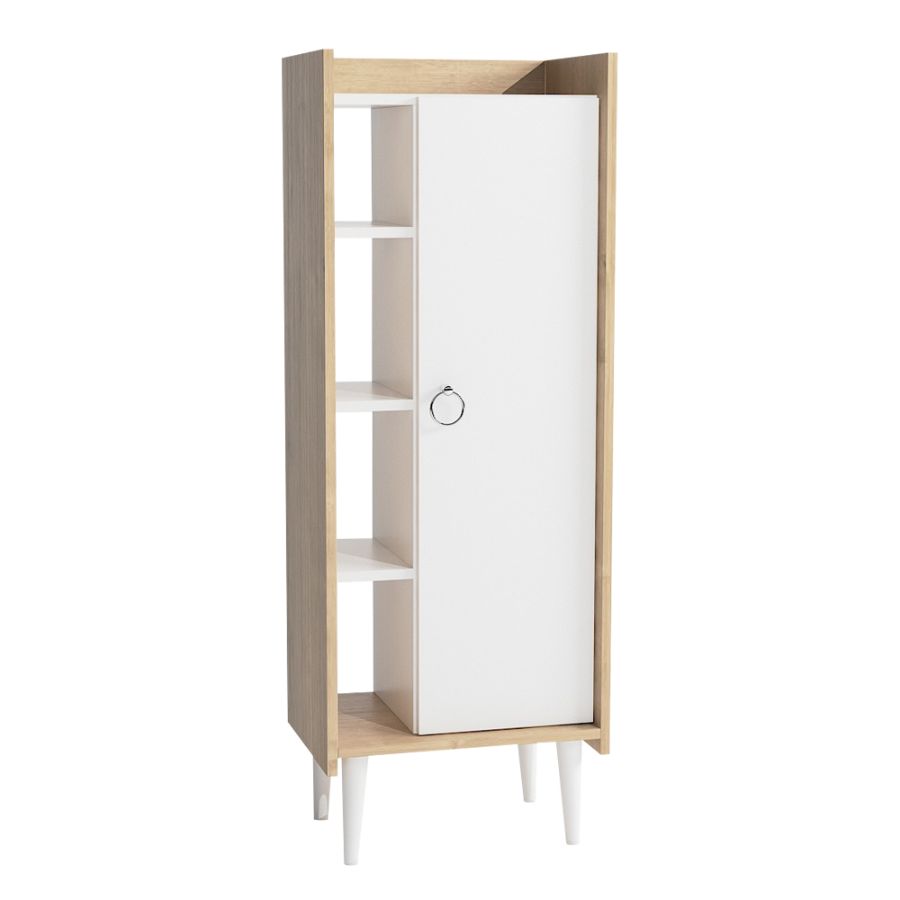 Regał zamykany Lagiome czterpooziomowy orzech/biały - zdjęcie 1