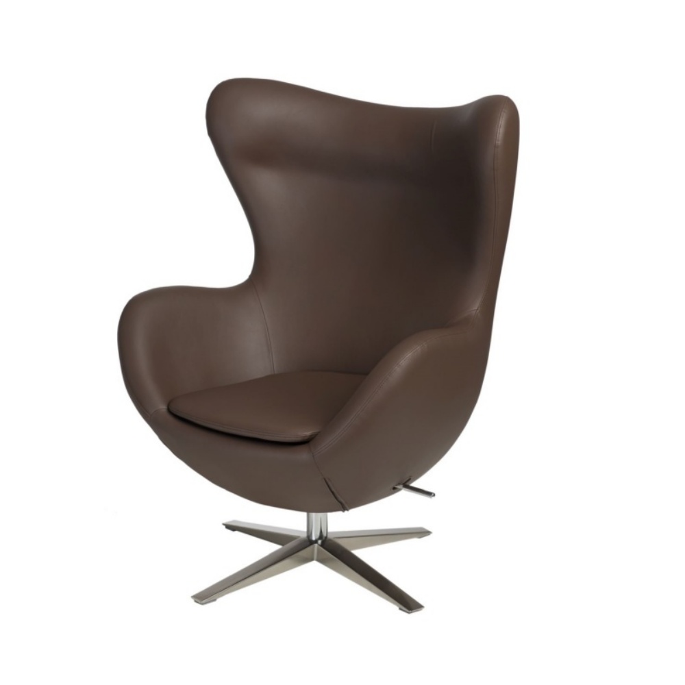 Fotel Jajo ekoskóra brązowa