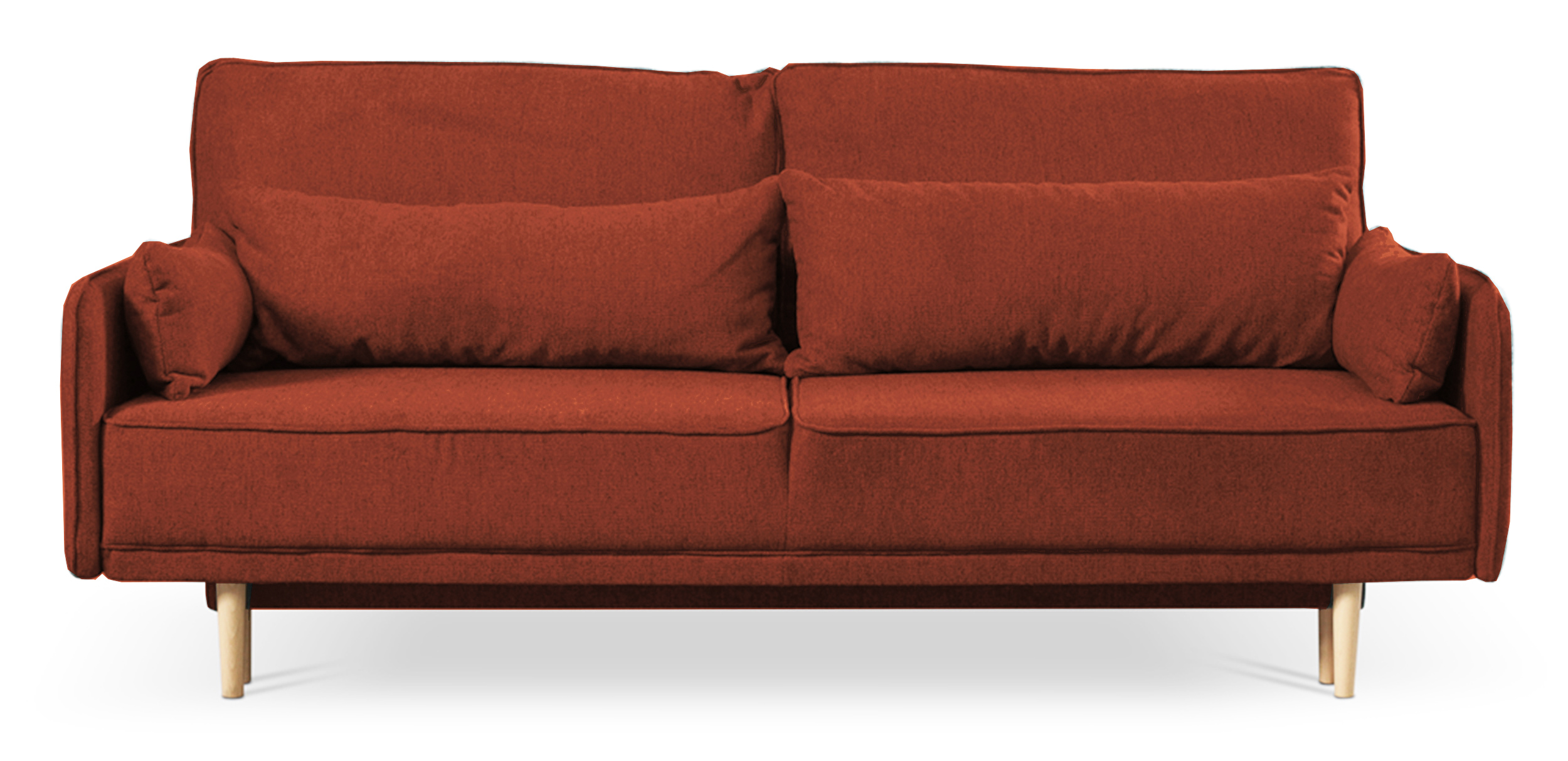 Kanapa rozkładana trzyosobowa Spider ruda welur hydrofobowy - zdjęcie 1