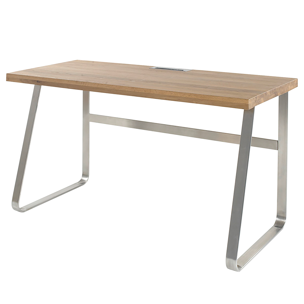 Biurko drewniane Portonovo 140x60 cm dębowe na stalowych nogach - zdjęcie 1