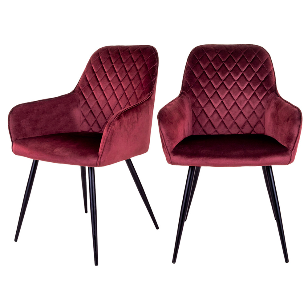 Zestaw dwóch krzeseł tapicerowanych Rozates bordowe velvet